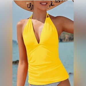 Women’s yellow tankini swimming suit top Sz XL